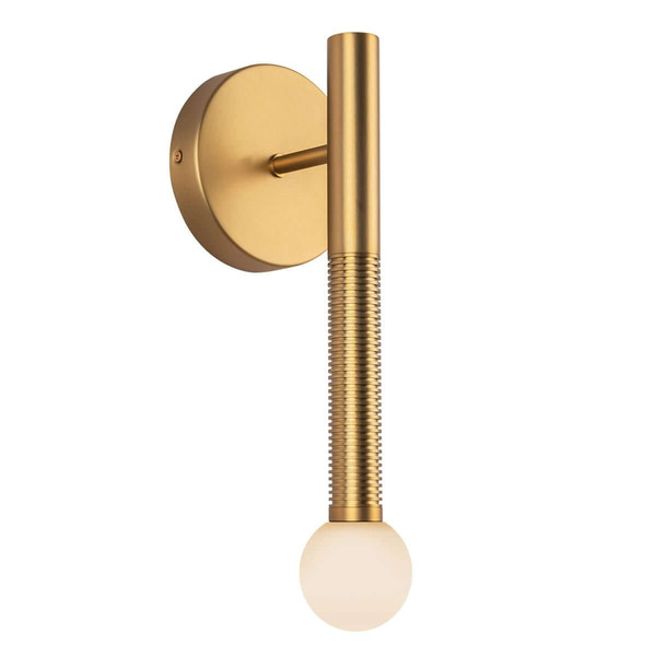 Elstead Arden LED Wandleuchte dimmbar warmweiss 6W Gold gebürstet Alu Stahl Opalglas 36cm