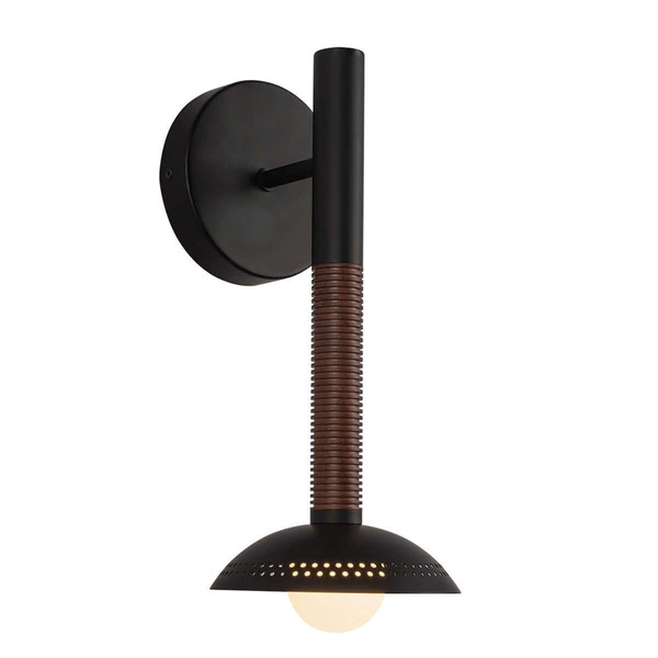 Elstead Arden LED Wandleuchte dimmbar warmweiss 6W Mattschwarz-Walnuss Alu Stahl Opalglas 36cm