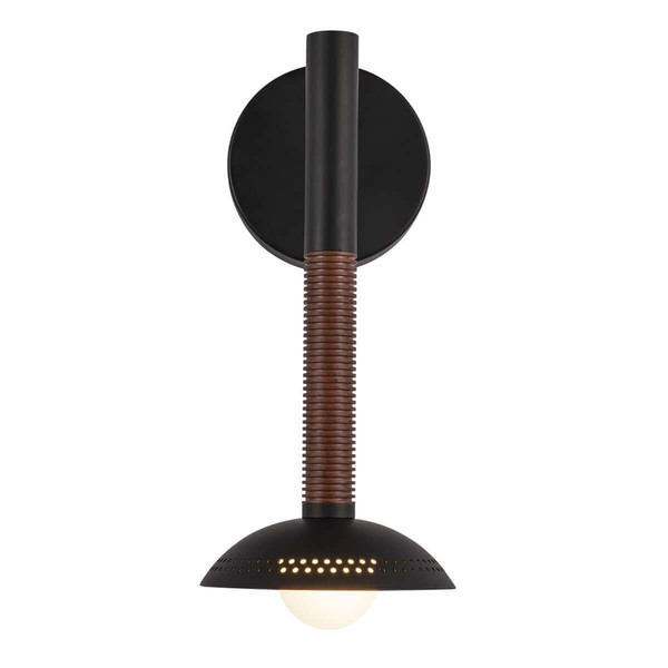 Elstead Arden LED Wandleuchte dimmbar warmweiss 6W Mattschwarz-Walnuss Alu Stahl Opalglas 36cm
