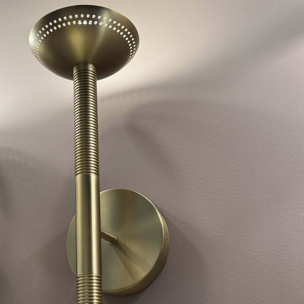 Elstead Arden LED Wandleuchte 2-flammig dimmbar warmweiss 11W Gold gebürstet Alu Stahl Opalglas 57cm