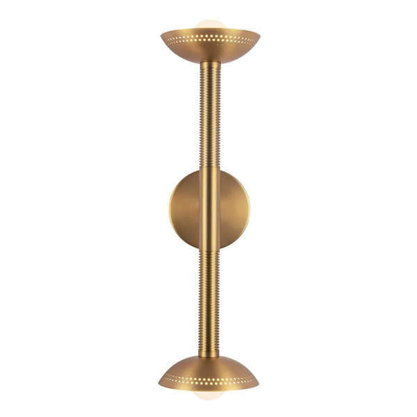 Elstead Arden LED Wandleuchte 2-flammig dimmbar warmweiss 11W Gold gebürstet Alu Stahl Opalglas 57cm