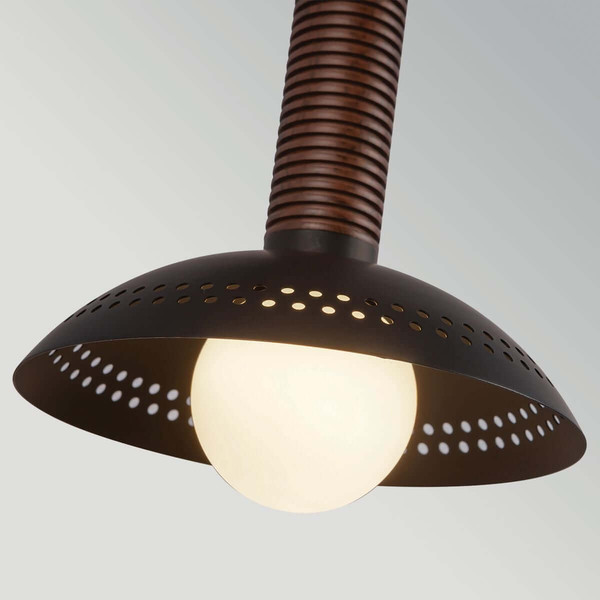 Elstead Arden LED Wandleuchte 2-flammig dimmbar warmweiss 11W Mattschwarz-Walnuss Alu Stahl Opalglas 57cm