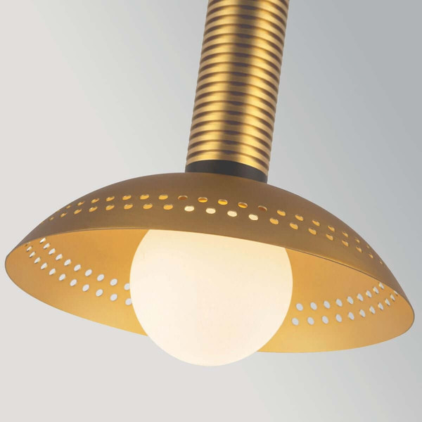 Elstead Arden LED Pendelleuchte dimmbar warmweiss 6W Gold gebürstet Alu Stahl Opalglas Ø15cm