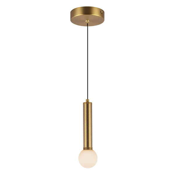 Elstead Arden LED Pendelleuchte dimmbar warmweiss 6W Gold gebürstet Alu Stahl Opalglas Ø15cm