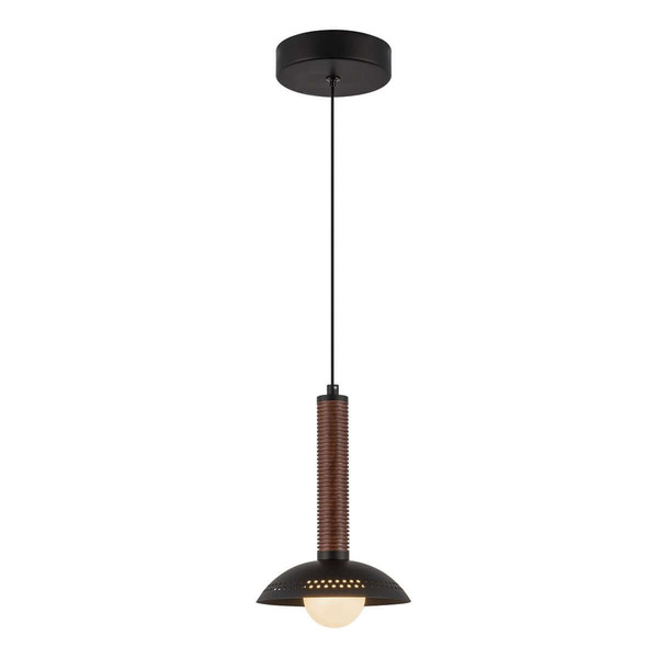 Elstead Arden LED Pendelleuchte dimmbar warmweiss 6W Mattschwarz-Walnuss Alu Stahl Opalglas Ø15cm