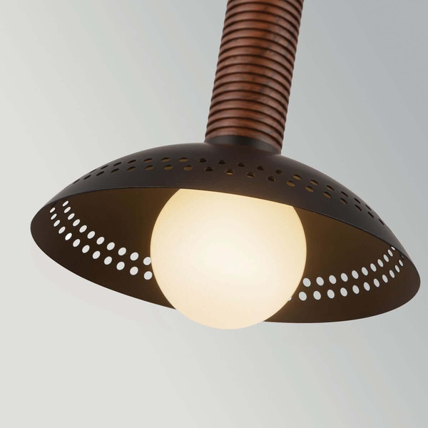 Elstead Arden LED Pendelleuchte dimmbar warmweiss 6W Mattschwarz-Walnuss Alu Stahl Opalglas Ø15cm