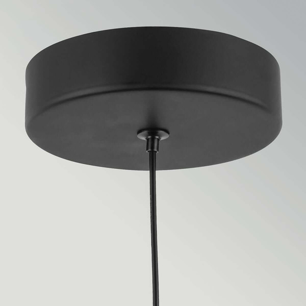 Elstead Arden LED Pendelleuchte dimmbar warmweiss 6W Mattschwarz-Walnuss Alu Stahl Opalglas Ø15cm