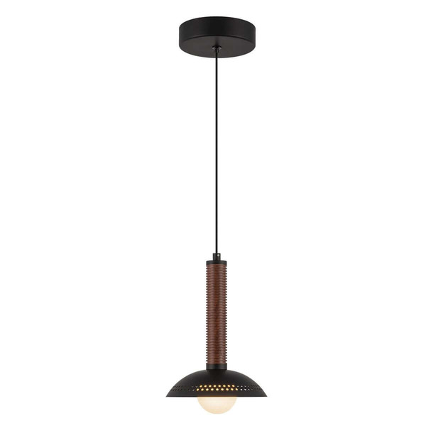 Elstead Arden LED Pendelleuchte dimmbar warmweiss 6W Mattschwarz-Walnuss Alu Stahl Opalglas Ø15cm