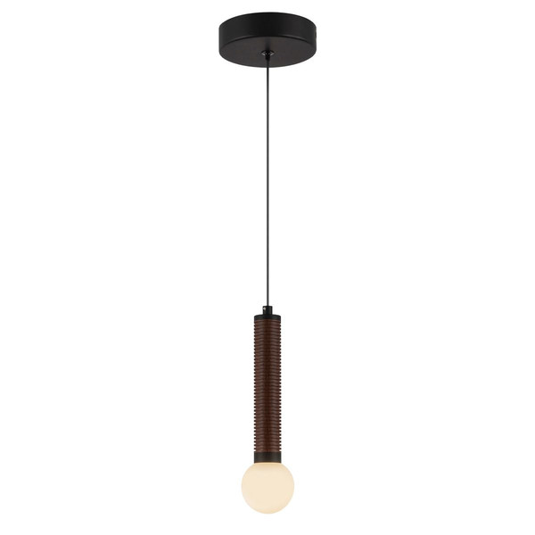 Elstead Arden LED Pendelleuchte dimmbar warmweiss 6W Mattschwarz-Walnuss Alu Stahl Opalglas Ø15cm