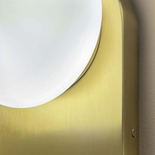 Elstead Ariel Wandleuchte E27 Gold gebürstet Stahl Opalglas 32cm