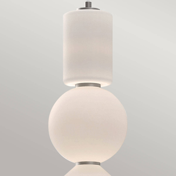 Elstead Bijou LED Pendelleuchte Nickel gebürstet Opal matt