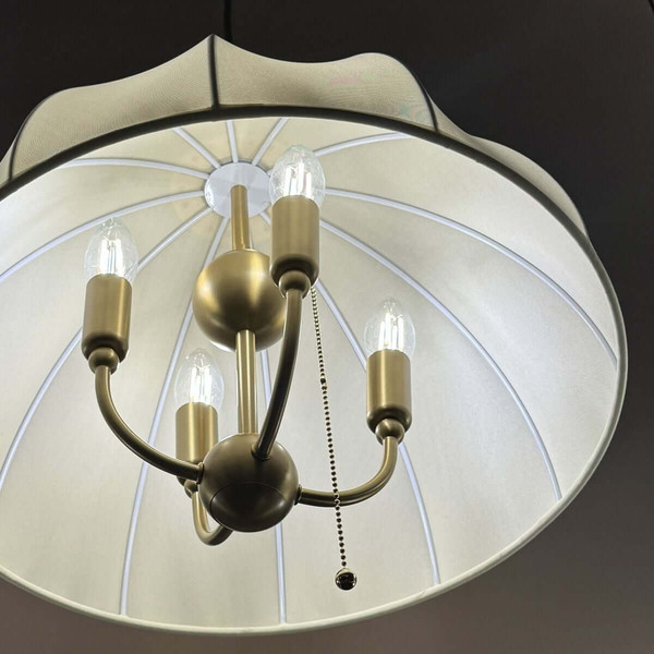 Elstead Crosby Pendelleuchte 4-flammig E14 Creme-Gold Stahl Stoffschirm Ø46cm