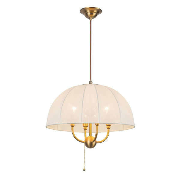 Elstead Crosby Pendelleuchte 4-flammig E14 Creme-Gold Stahl Stoffschirm Ø46cm
