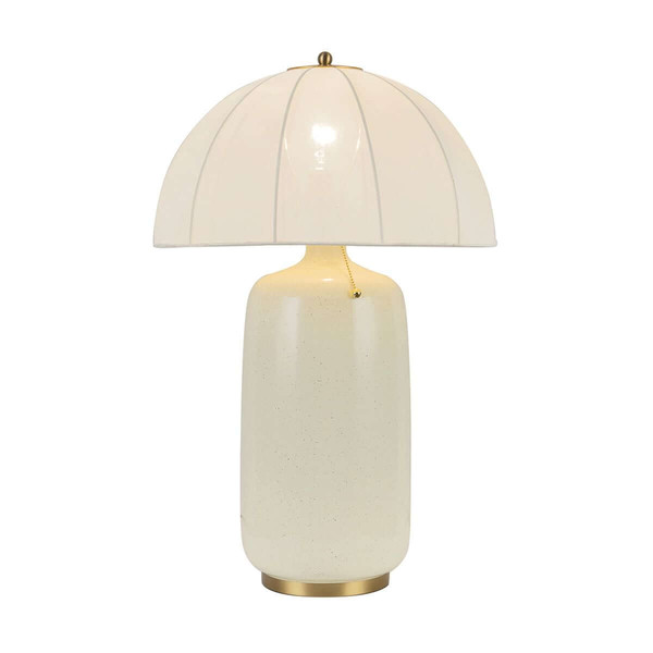 Elstead Crosby Tischleuchte E27 Creme-Gold Stahl Stoffschirm 70cm