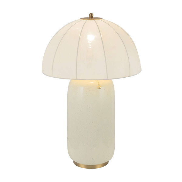 Elstead Crosby Tischleuchte E27 Creme-Gold Stahl Stoffschirm 70cm