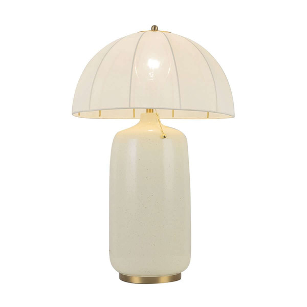 Elstead Crosby Tischleuchte E27 Creme-Gold Stahl Stoffschirm 70cm