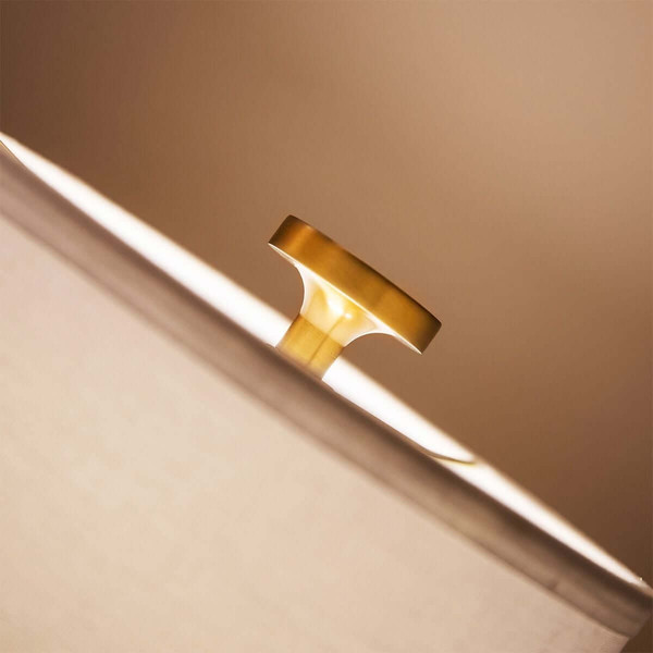 Elstead Issa Tischleuchte E27 Gold gebürstet Alu Stahl Leinenschirm 68cm