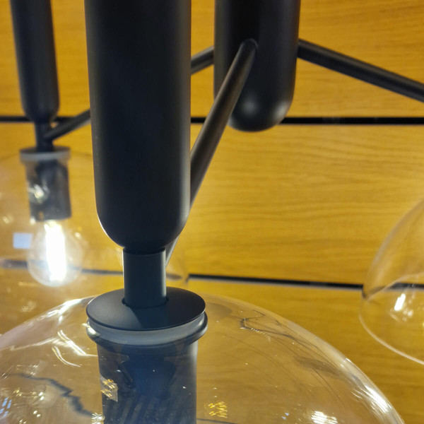 Elstead Jude Kronleuchter E27 3-fach Mattes Schwarz Klar