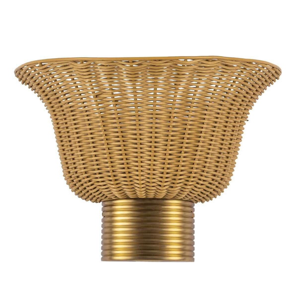 Elstead Kai Wandleuchte 2-flammig E14 Gold gebürstet Alu Rattan 25cm