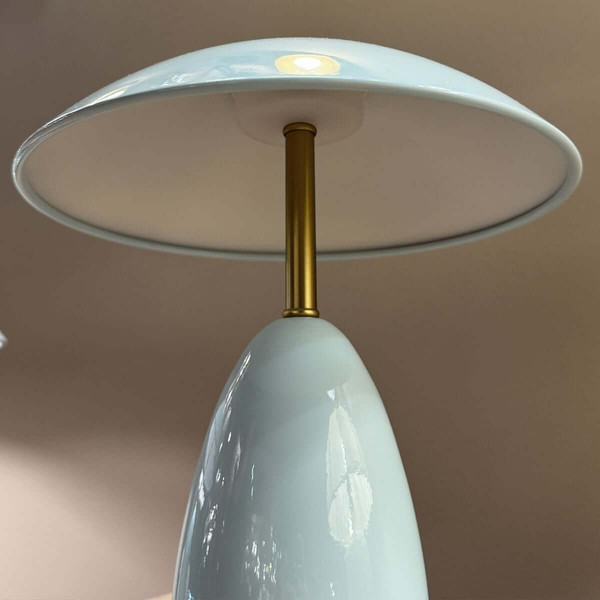 Elstead Poppy LED Akku-Tischleuchte dimmbar warmweiss 3W Hellblau Alu Stahl 27cm