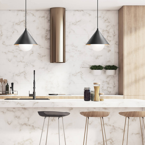 Elstead Remyck Pendelleuchte E27 Mattes Schwarz Mattschwarz