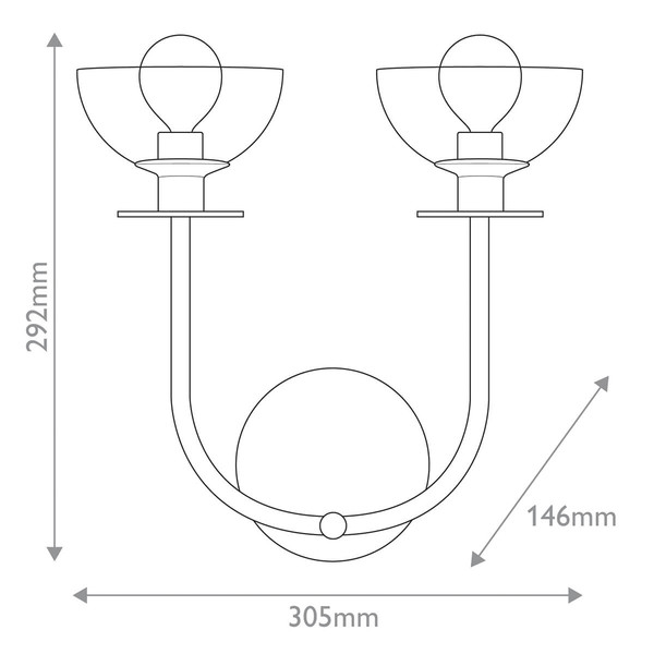 Elstead Sylvia Wandleuchte E14 2-fach Mattes Schwarz Glas klar