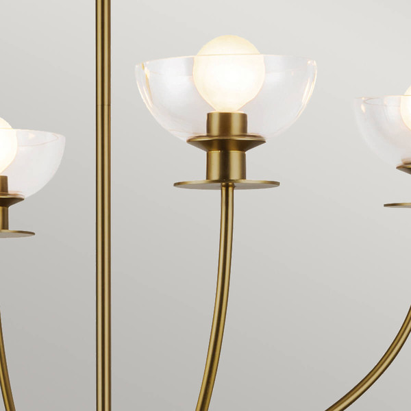 Elstead Sylvia Kronleuchter E14 4-fach Gebürstete Goldoptik Glas klar