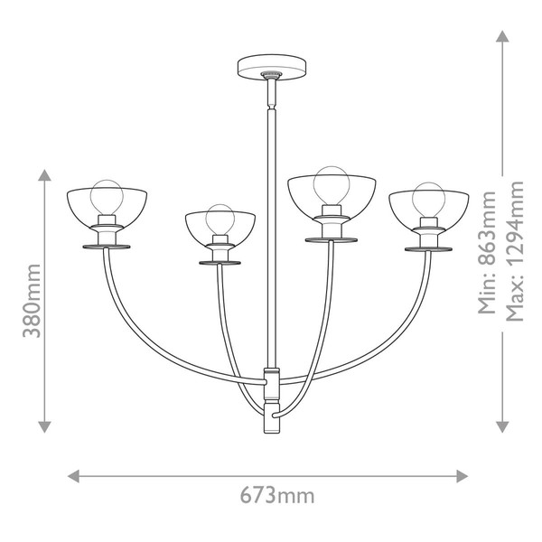 Elstead Sylvia Kronleuchter E14 4-fach Mattes Schwarz Glas klar