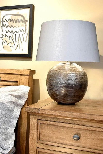 Elstead Caesar Tischleuchte E27 Silber Silber, Made in UK