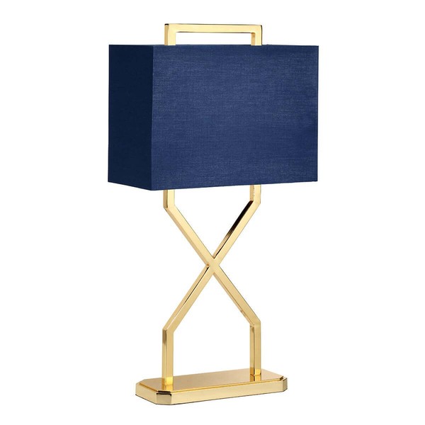 Elstead Cross Tischleuchte E27 Poliertes Gold Marineblau