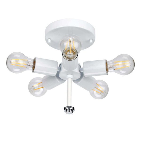 Elstead Fletcher Deckenleuchte E27 5-fach 27cm Poliertes Chrom Elfenbein