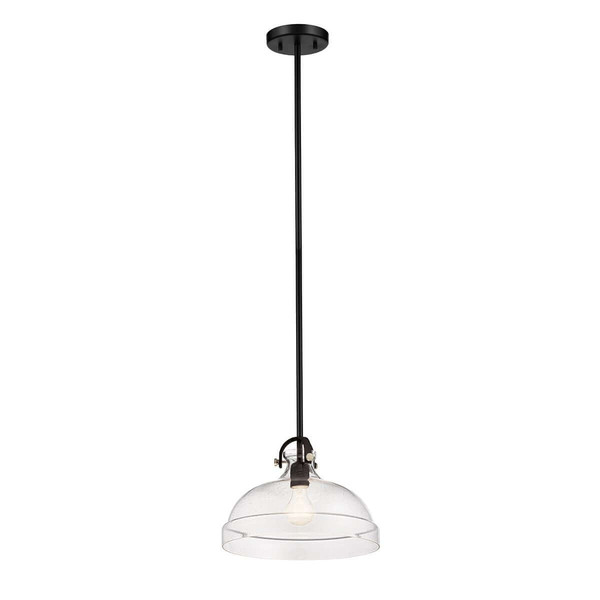 Elstead Hampton Pendel- und Deckenleuchte E27 Graphit Stahl Blasenglas Ø33cm Made in UK