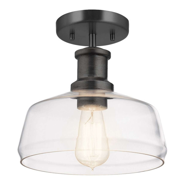 Elstead Notting Hill Pendel- und Deckenleuchte E27 Graphit Stahl Klarglas Ø25cm Made in UK