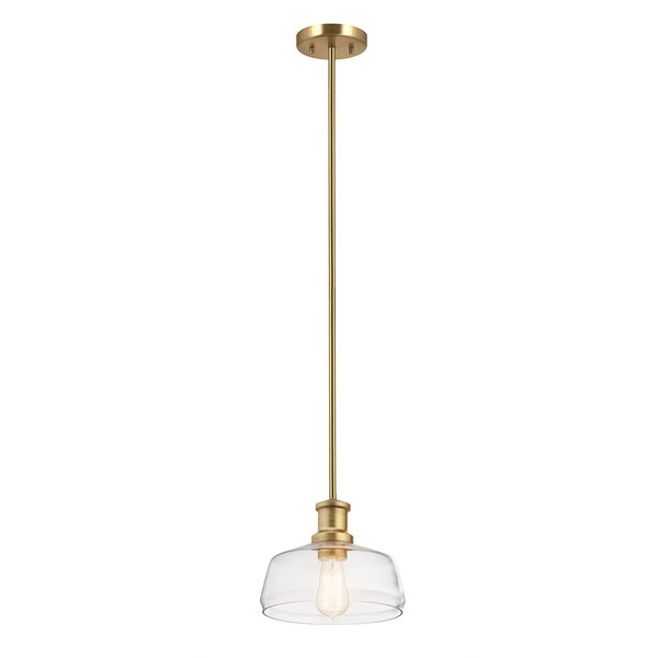 Elstead Notting Hill Pendel- und Deckenleuchte E27 Naturmessing lackiert Stahl Klarglas Ø25cm Made in UK