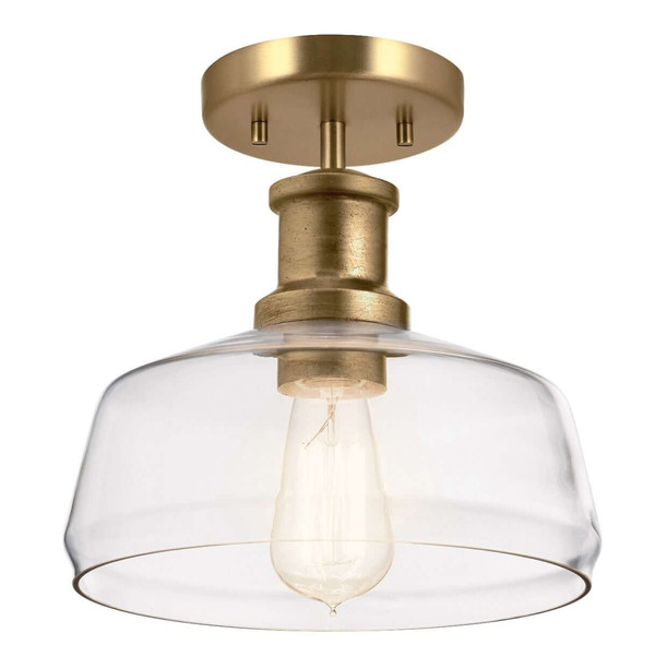 Elstead Notting Hill Pendel- und Deckenleuchte E27 Naturmessing lackiert Stahl Klarglas Ø25cm Made in UK