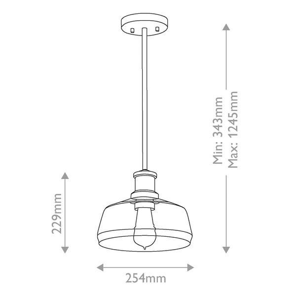 Elstead Notting Hill Pendel- und Deckenleuchte E27 Naturmessing lackiert Stahl Klarglas Ø25cm Made in UK
