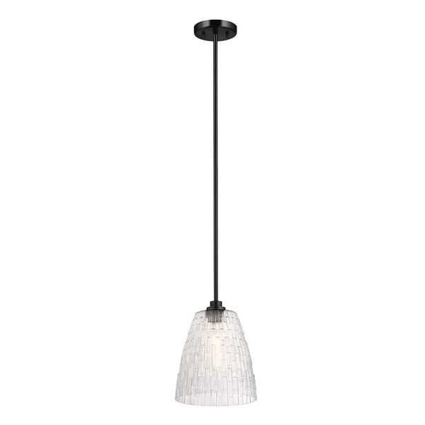 Elstead Windsor Pendel- und Deckenleuchte E27 Schwarz Stahl Facettenglas Ø25cm Made in UK