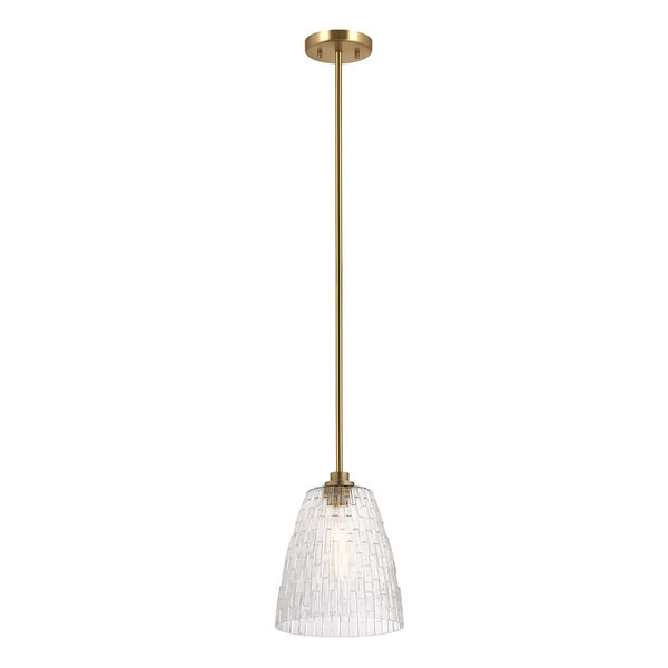 Elstead Windsor Pendel- und Deckenleuchte E27 Naturmessing lackiert Stahl Facettenglas Ø25cm Made in UK