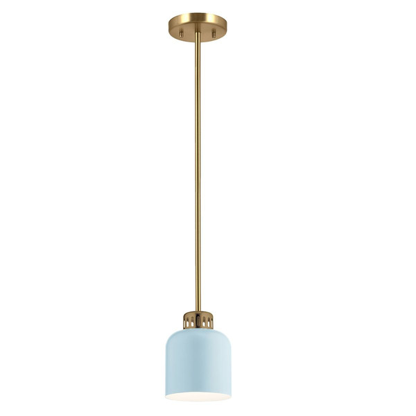 Elstead York Pendel- und Deckenleuchte E27 Naturmessing-Hellblau Stahl Ø17cm Made in UK