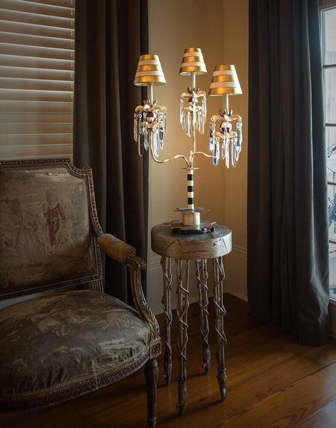 Elstead Birdland Tischleuchte E27 81cm Schwarz-weiß Kristalle