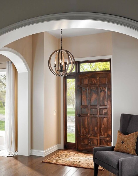 Elstead Allier Hängeleuchte E14 4-fach Wetter Eichenholz, Antik Schmiedeeisen