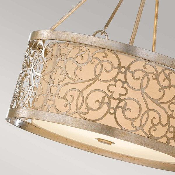 Elstead Arabesque Hängeleuchte E27 4-fach Blattsilber Patina