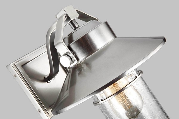 Elstead Boynton Außen-Wandleuchte E27 27cm Gebürsteter Stahl, lackiert IP44 Anti-Meerwasser