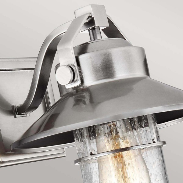 Elstead Boynton Außen-Wandleuchte E27 27cm Gebürsteter Stahl, lackiert IP44 Anti-Meerwasser