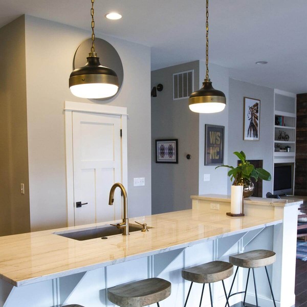 Elstead Cadence Hängeleuchte E27 2-fach Dunkles antikes Messing, mattschwarz