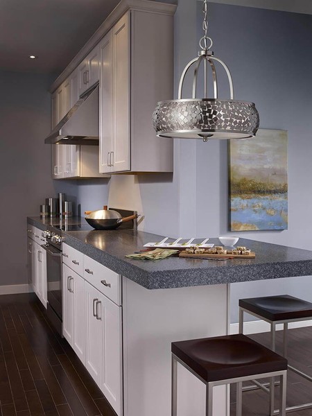 Elstead Zara Kronleuchter E27 4-fach Gebürsteter Stahl