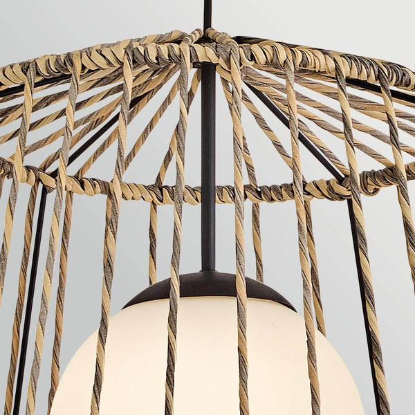 Elstead Arlen Außen-Pendelleuchte E27 IP44 Schwarz Stahl Rattan-Optik Ø61cm