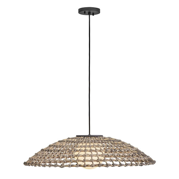 Elstead Arlen Außen-Pendelleuchte E27 IP44 Schwarz Stahl Rattan-Optik Ø76cm
