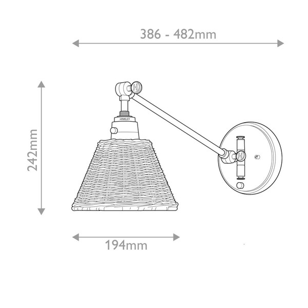 Elstead Arti  Wandleuchte E27 Schwarz, Rattan Schirm Schwarz und Rattan natur