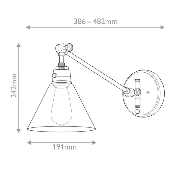 Elstead Arti  Wandleuchte E27 Hertiage Messing, Klarglas Schirm Glas klar